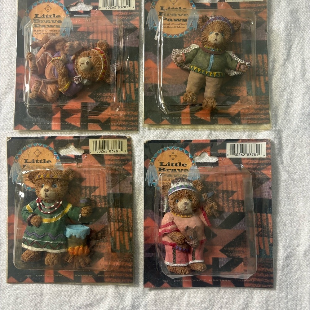 Vintage Little Brave Paws Bear Figurines 1996